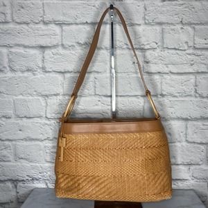Fossil Vintage Woven Wood Shoulder Bag